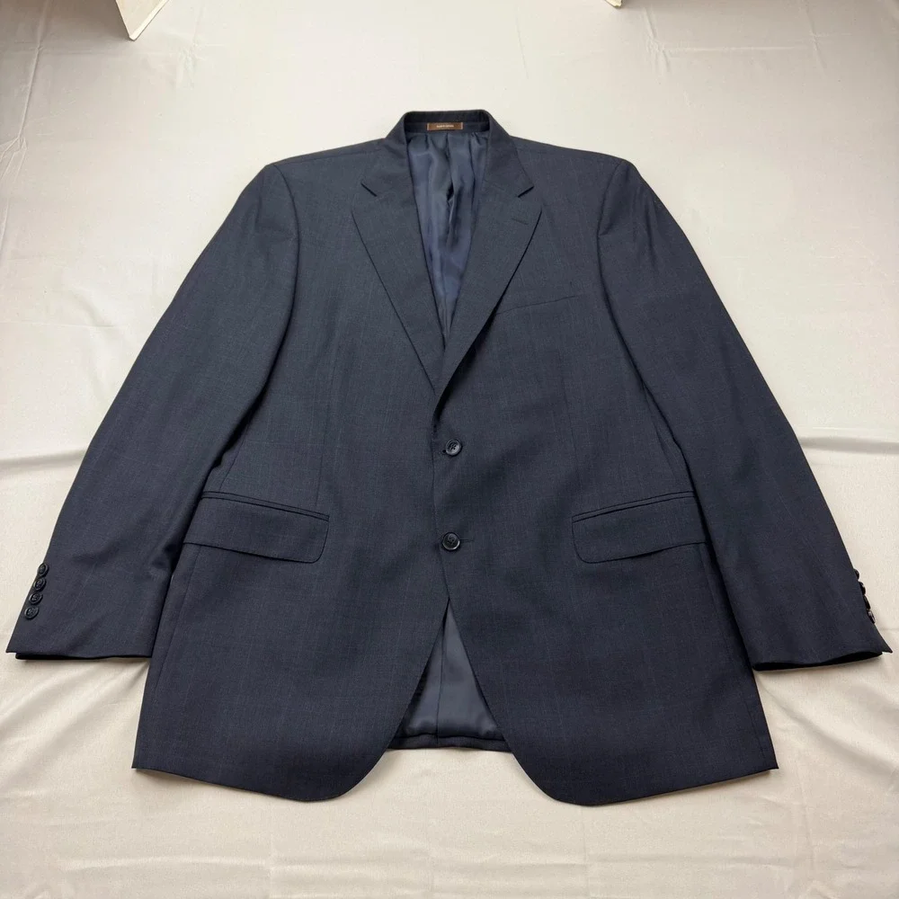 Peter Millar Sport Coat Mens 44T Blue Glen Plaid 100% Wool 2 Button Blazer Canad